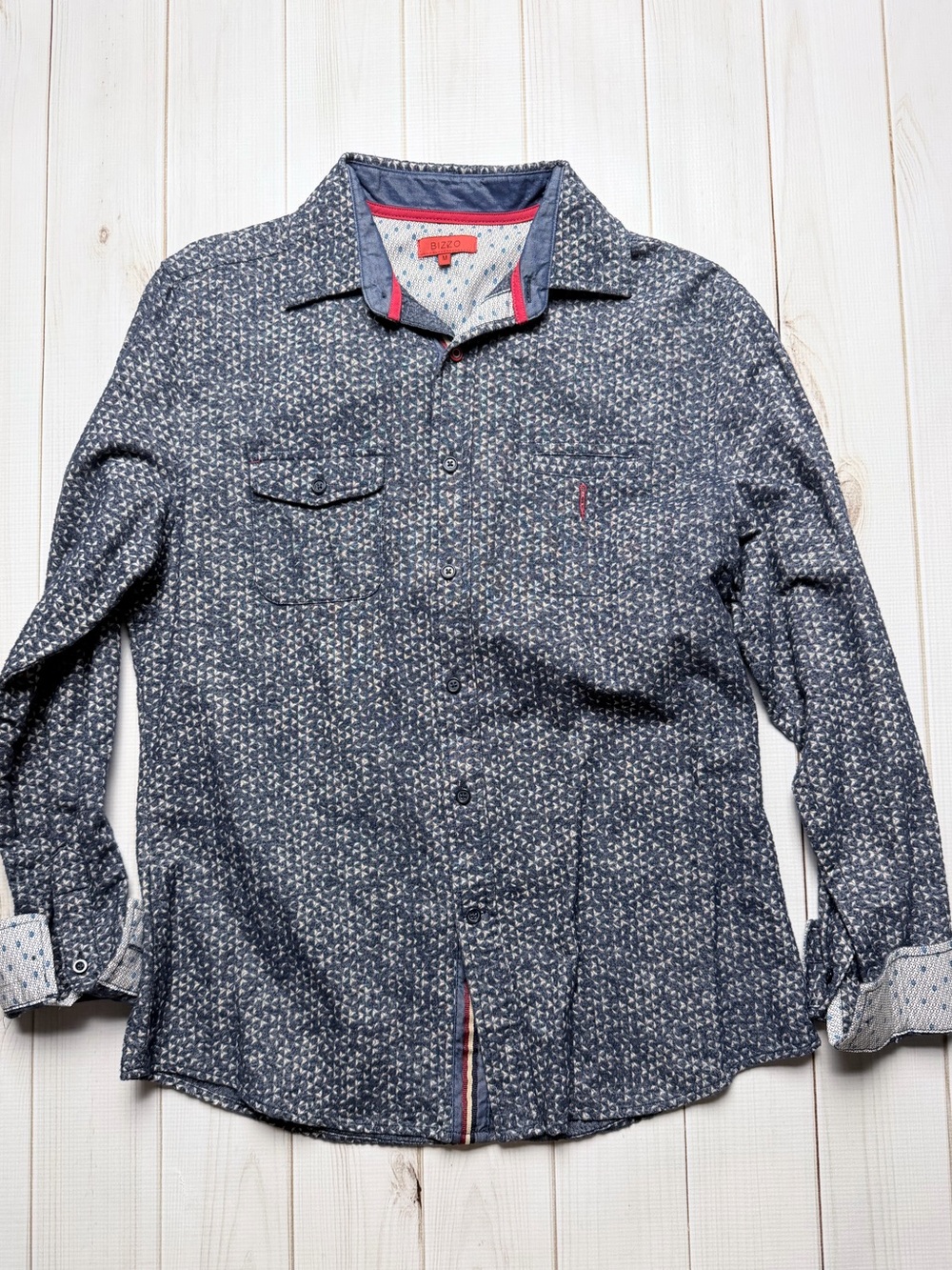 Bizzo Navy Patterned Long-Sleeve Shirt